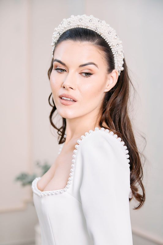 DIANA HEADBAND PEARL AND CRSYTAL HEADBAND