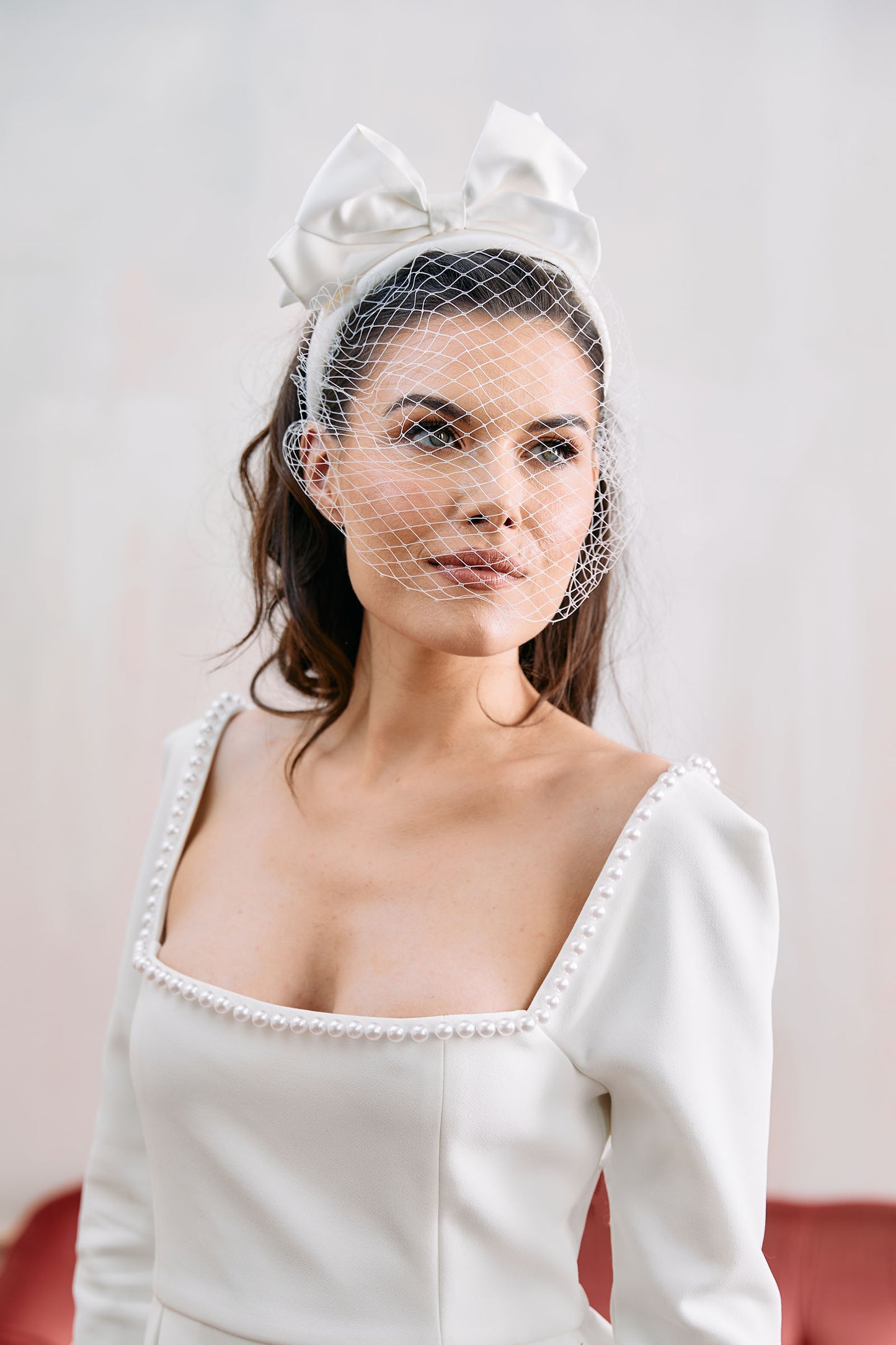 GIGI BOW BRIDAL HEADBAND IVORY
