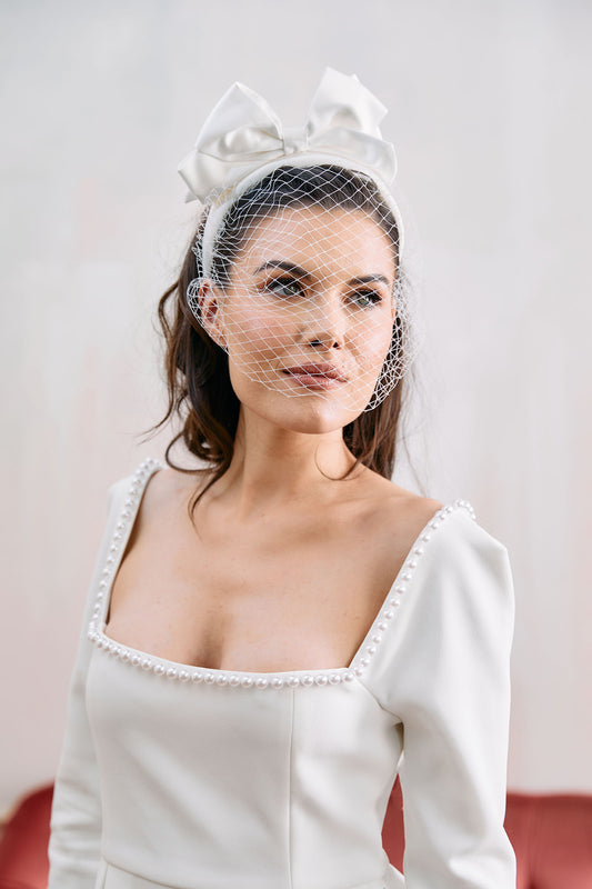 GIGI BOW BRIDAL HEADBAND IVORY