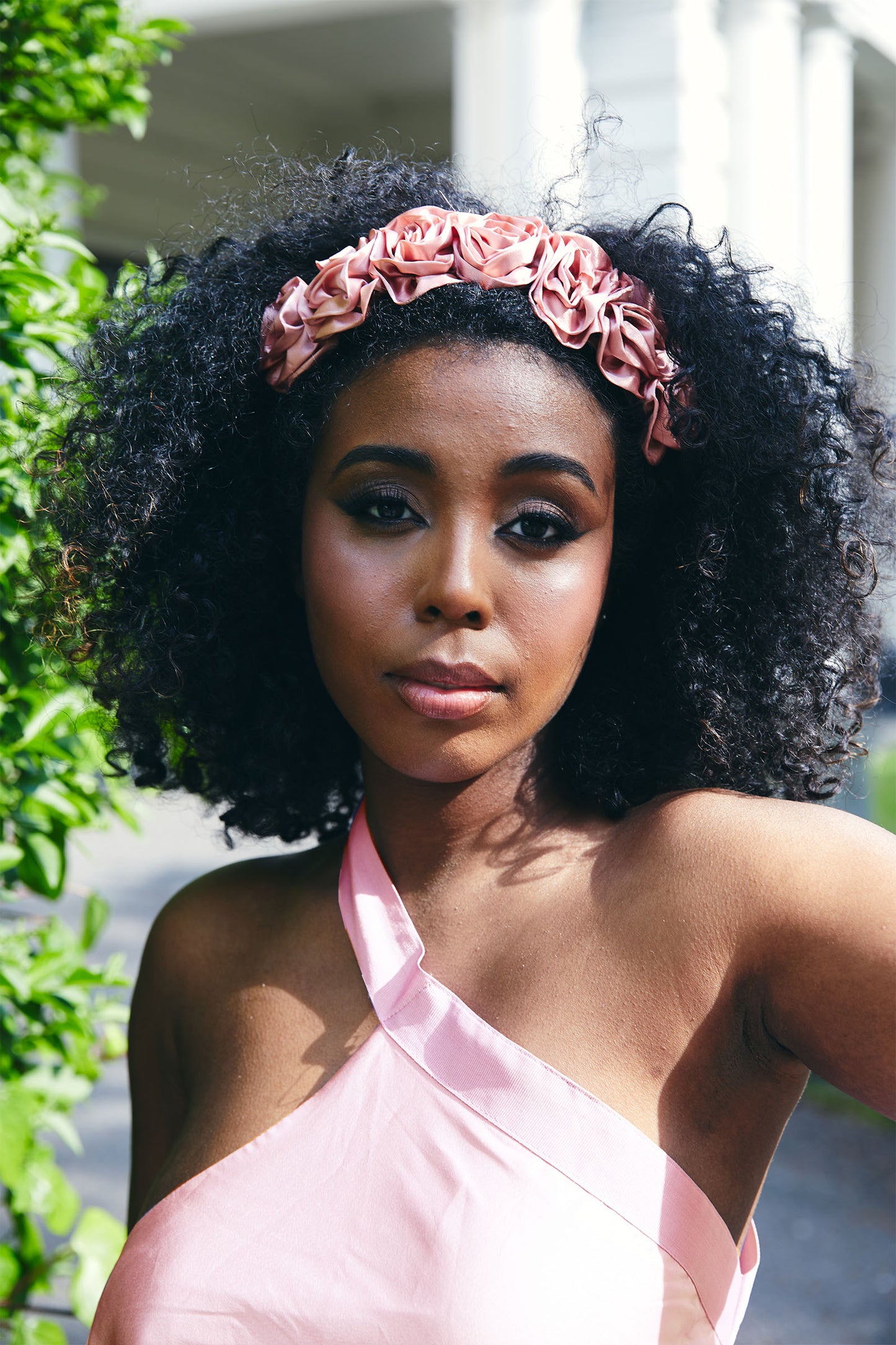 HENRIETTA FLORAL HEADBAND BLUSH PINK