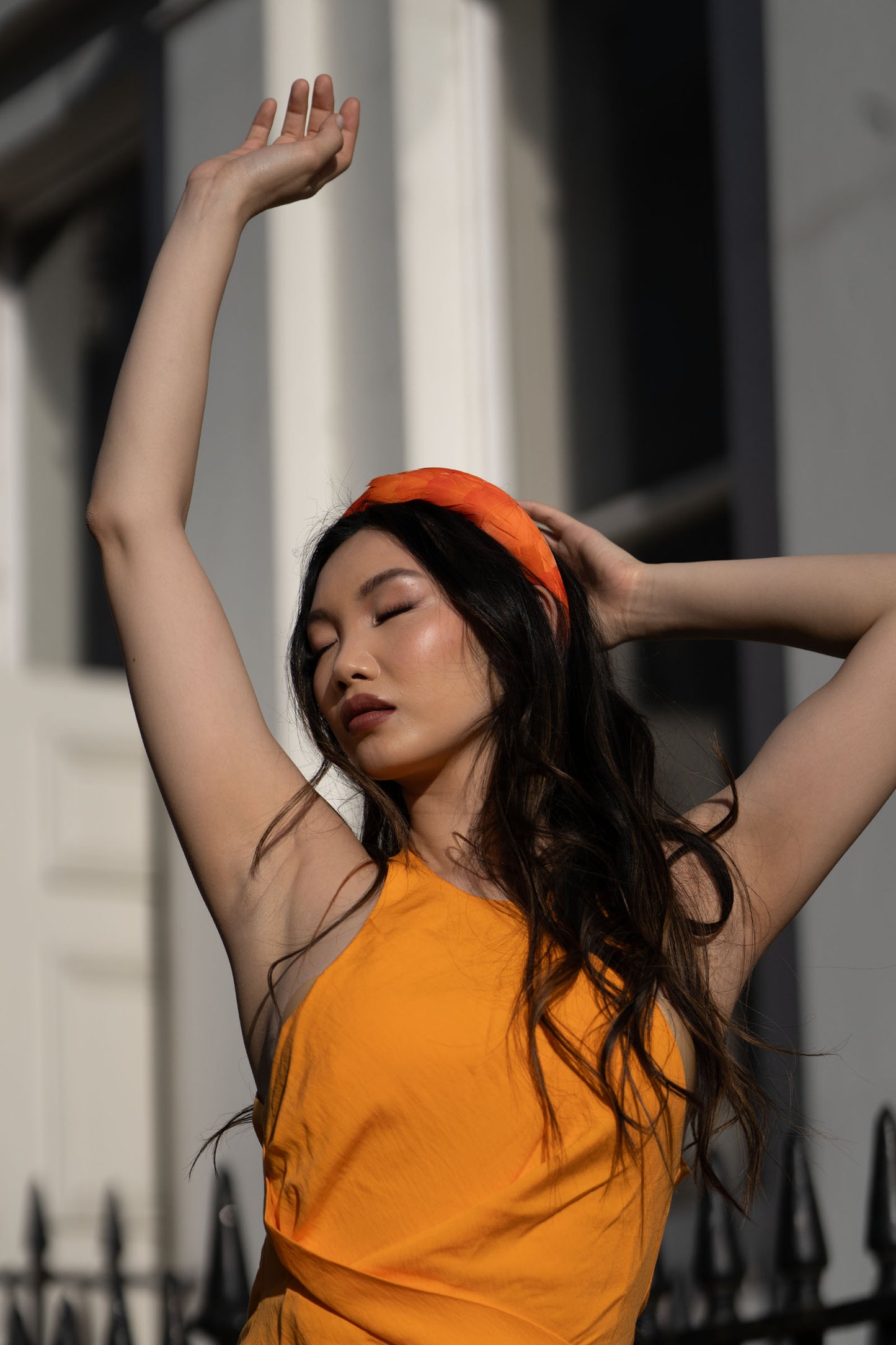 LAYLA FEATHER HEADBAND ORANGE