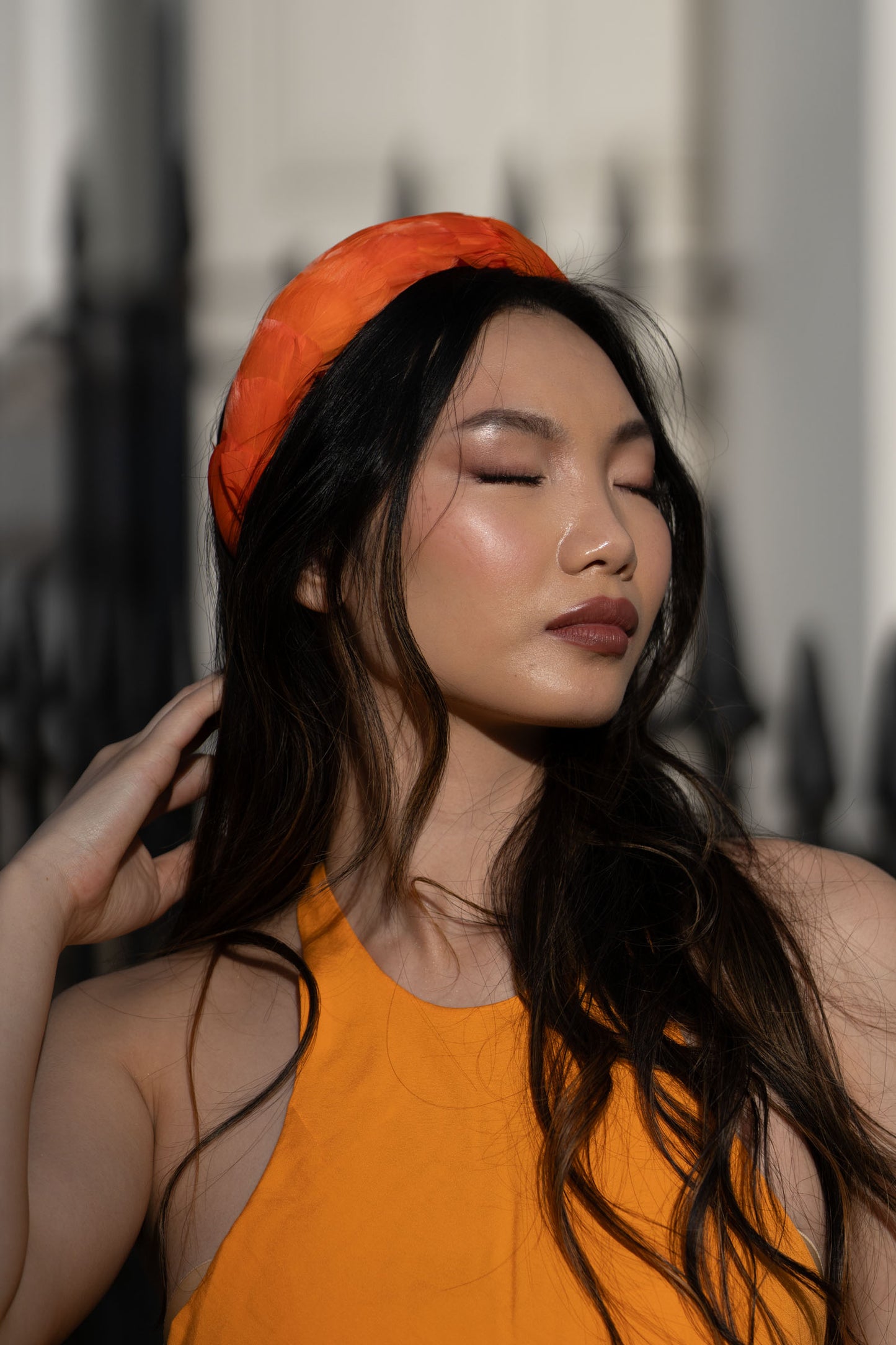 LAYLA FEATHER HEADBAND ORANGE