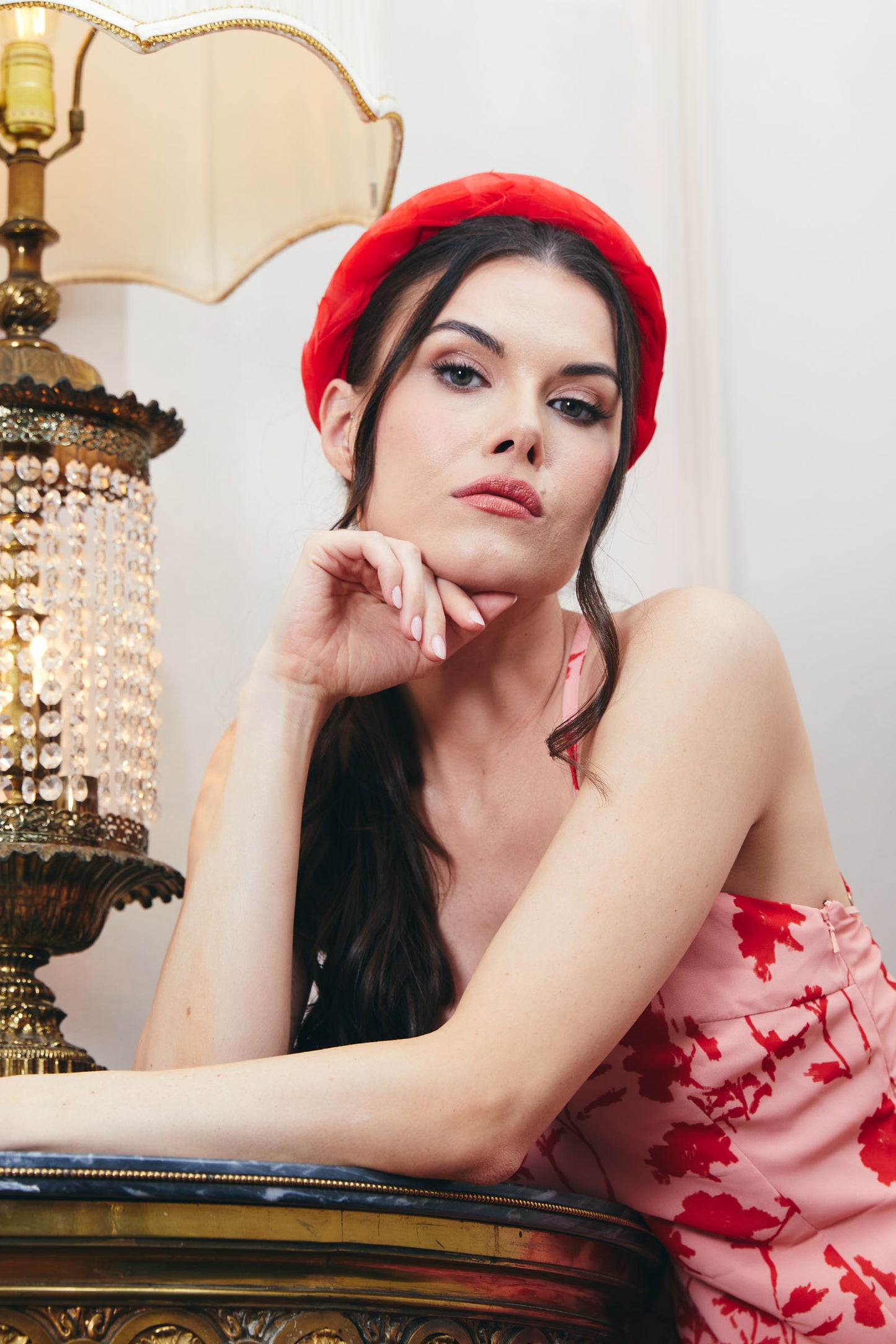 LAYLA FEATHER HEADBAND RED