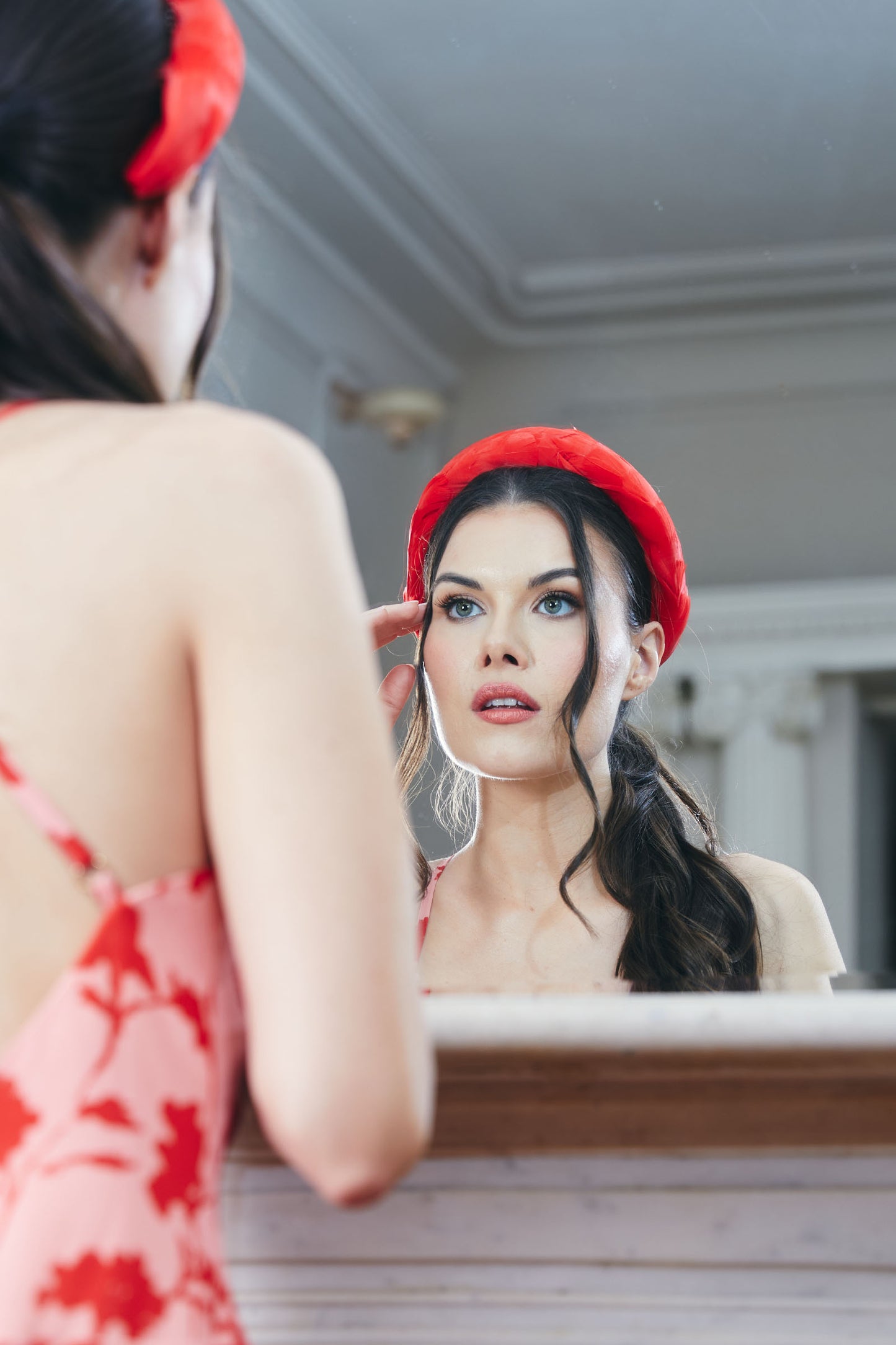 LAYLA FEATHER HEADBAND RED