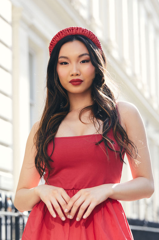 MEGHAN RAFFIA HEADBAND RED