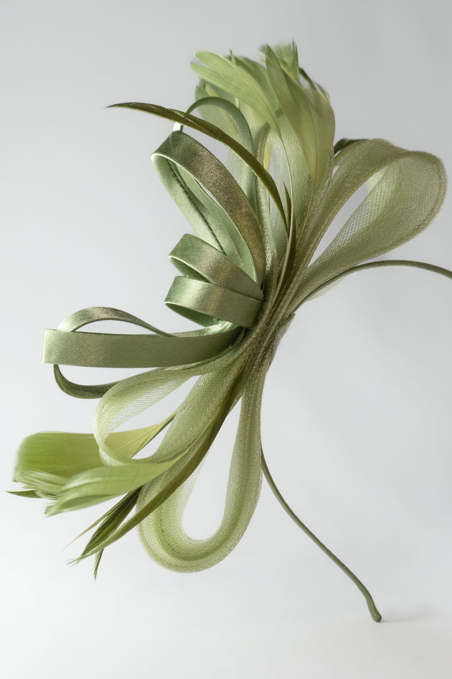 NATALIA FASCINATOR HEADBAND OLIVE GREEN
