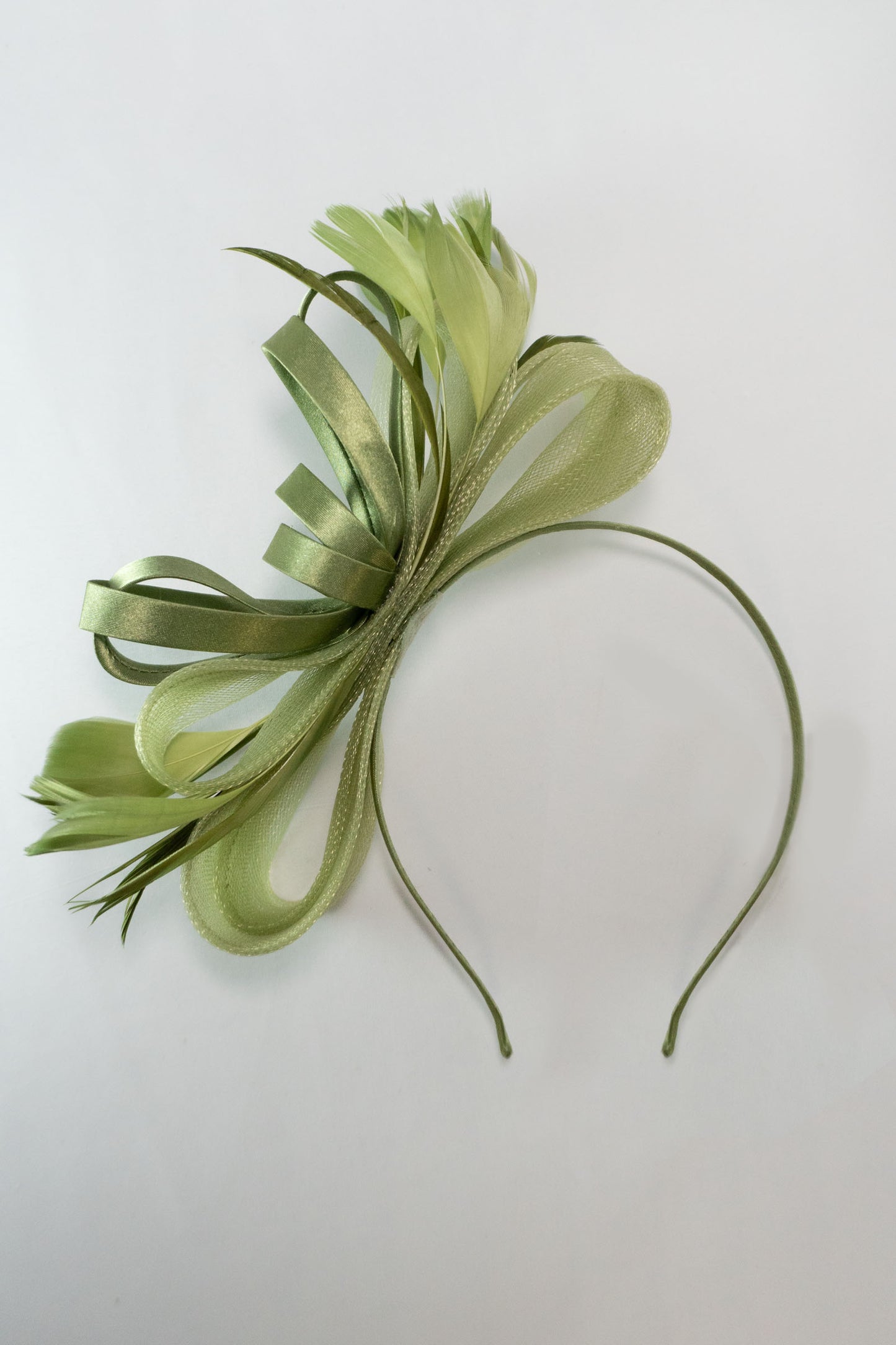 NATALIA FASCINATOR HEADBAND OLIVE GREEN
