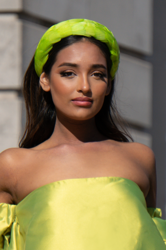 LAYLA FEATHER HEADBAND LIME