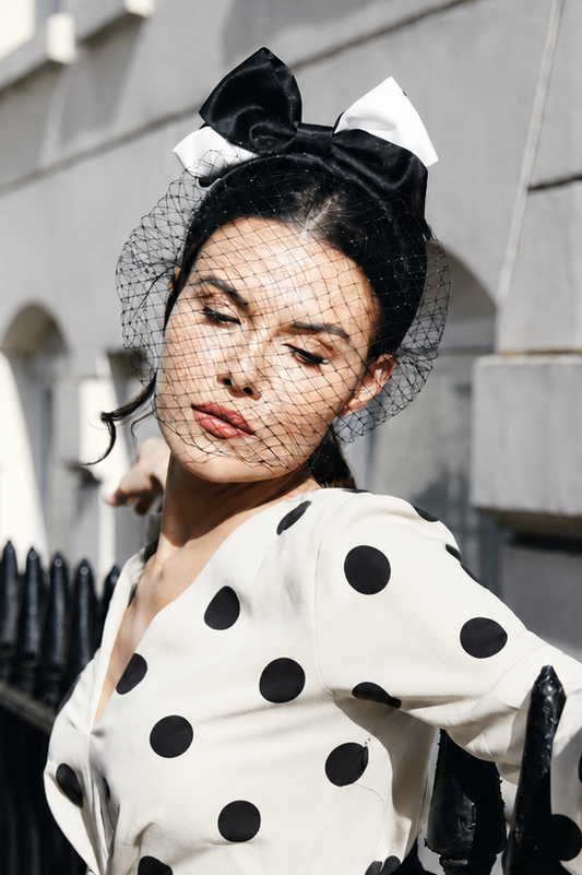 GIGI BOW HEADBAND BLACK AND WHITE